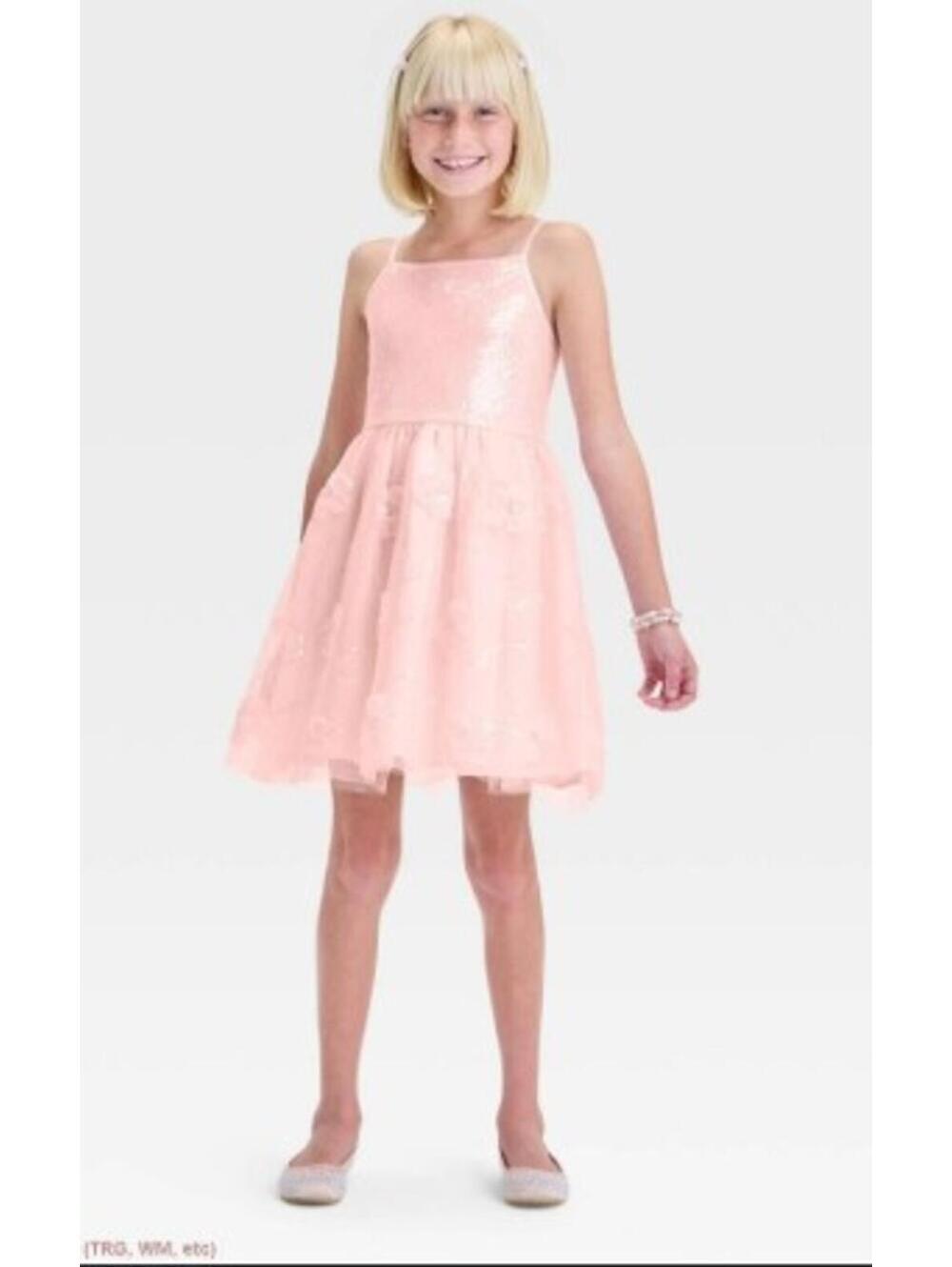 Zenzi Girls' Pink Sequin Tulle Dress, Size 8